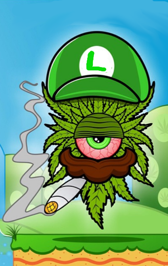 Push Trees! Red Eyed Pot Leaf with a fat spliff / pre-rolled J chillin' under a palm tree says 'Come at me, bro' 