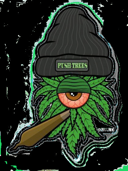 Push Trees! Red Eyed Pot Leaf with a fat spliff says 'Dasvidanya' 